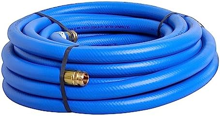 UltraMax Commercial Garden Water Hose 50 ft, Lightweight, Flexible, Anti-Kink, All Weather, 1200 psi, H75-050B, 3/4 Inch x 50 ft, Blue