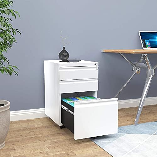 YITAHOME 3-Drawer Mobile File Cabinet with Lock | Office Storage Filing Cabinet for Legal/Letter Size