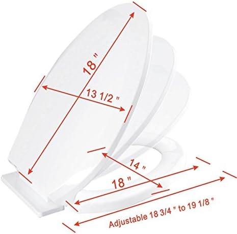 Renovators Supply Manufacturing Plastic Soft Close Toilet Seat Elongated Quiet-Close Lid, Contoured Seat, Easy to Install and Clean, Grip-Tight Bumpers with Adjustable Mounting Hardware, Black