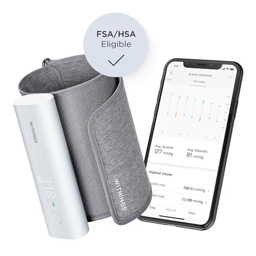 Withings BPM Connect - Digital Blood Pressure Cuff & Heart Rate Monitor - Blood Pressure Machine Arm Cuff, FDA Cleared, FSA/HSA Eligible