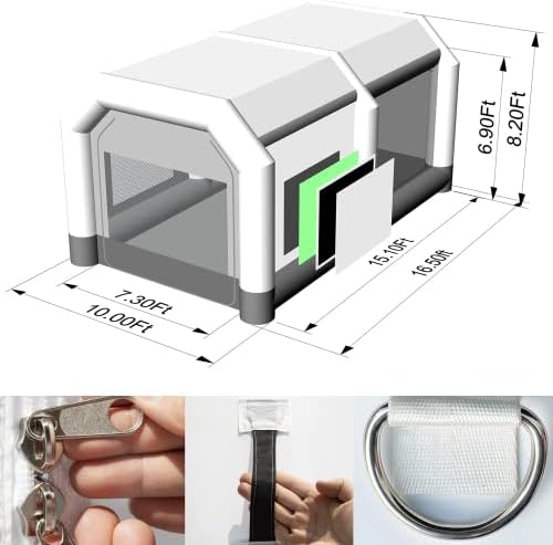 GORILLASPRO Inflatable Paint Booth 26x15x10Ft, Inflatable Spray Booth with (750W + 950W) Blowers, Upgrade Air Filter System Environment Friendly