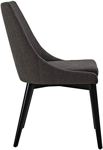 Contemporary Modern Urban Designer Dining Kitchen Room Side Dining Chair Brown Fabric Rattan Wicker
