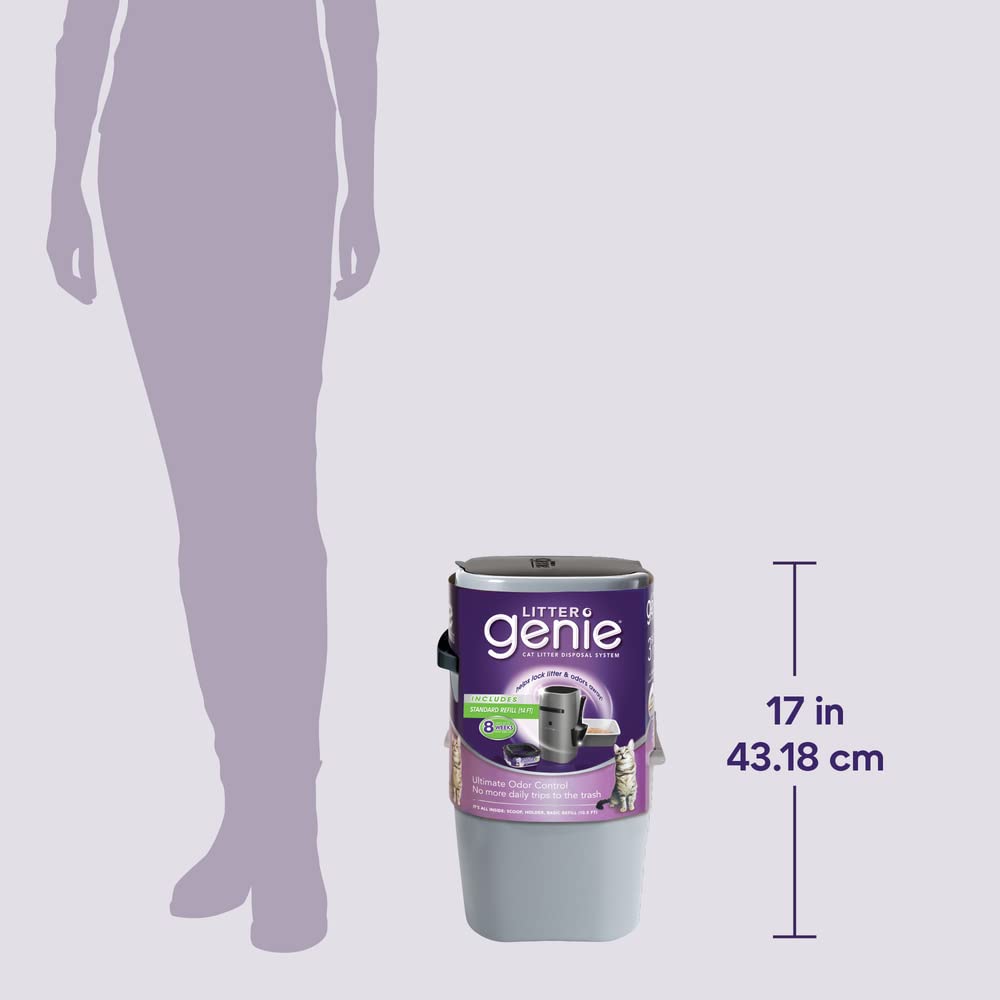 Litter Genie Standard Cat Litter Disposal Pail with 14 ft Standard Refill | Odor-locking pail, holds up to 14 days of cat litter