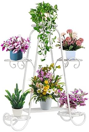 CarolynDesign 6 Tier Metal Plant Stand for Indoor and Outdoor, Multi Flower Pot Holder Shelf for Living Room Patio Lawn Garden Balcony