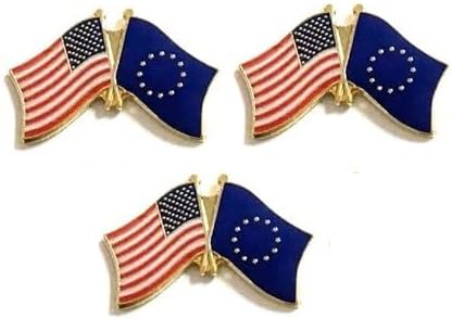 3 National Country Flag Crossed Enamel Flag Pins Pack of 3 Friendship Double Flags