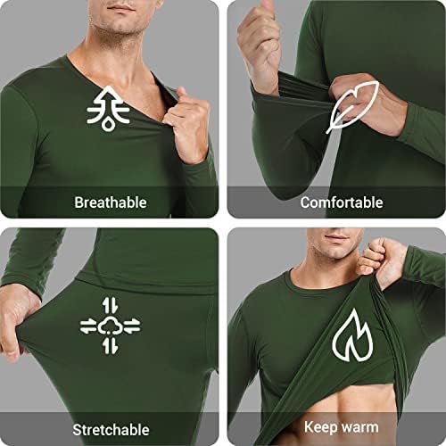 PISIQI Thermal Underwear Men Long Johns Set Ultra-Soft with Fleece Lined Base Layer Winter Skiing Warm Top & Bottom