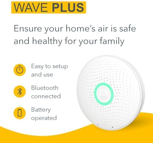 Airthings 2930 Wave Plus - Radon & Air Quality Monitor, Battery Powered (CO2, VOC, Humidity, Temp, Pressure)