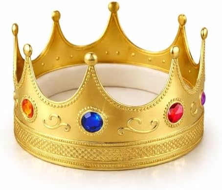 Adorox Gold Royal King Plastic Crown Prince Costume Accessory