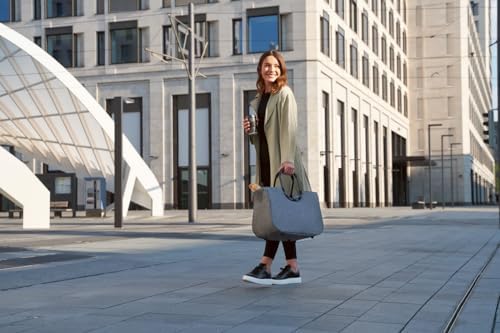 reisenthel Loopshopper L Frame Shoulder Bag Tote, Oversized Handbag for Shopping, Travel, and Commuting, Water-repellent, Twist Silver