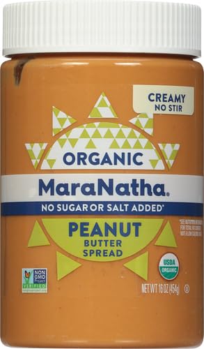 MaraNatha Organic Creamy Peanut Butter Spread, No Stir, 16 Ounce Jar