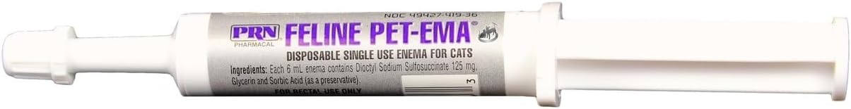 Pet-Ema Feline (6 mL) (3 Pack), Disposable Enema for Rectal Use in Cats by PRN Pharmacal Inc