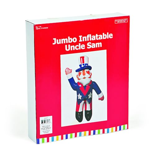 Fun Express 64" Jumbo Blow Up Uncle Sam Inflatable – 5+ Foot Patriotic 4th of July Decorations Outdoor Yard Decor | Heavy Duty Patriotic for