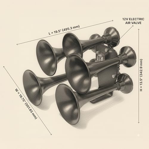 HornBlasters Smooth Black 5 Trumpet Katrina Train Horn