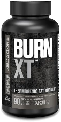 Jacked Factory Burn XT Black Thermogenic Fat Burner - Weight Loss Supplement, Appetite Suppressant, Nootropic Energy Booster | TeaCrine