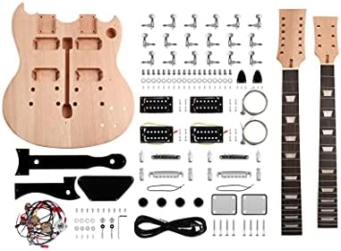 DIY Electric Guitar Kit Double Neck 12 String Beginner Guitar Kit | Mahogany Body, Mahogany Neck, Rosewood Fretboard, Right Handed, Chrome Hardware