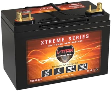 VMAX XTR31-135 Golf Cart and marine 1500MCA AGM Group 31 Deep Cycle Battery 12V 135Ah