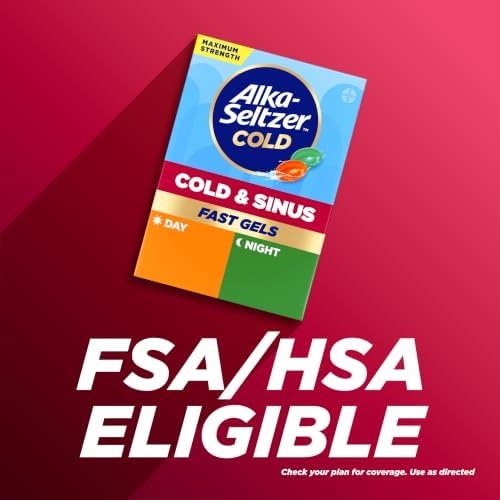 Alka-Seltzer Cold, Cold & Sinus Max Strength Fast Gels, Cold Medicine, Multi-Symptom Relief, Body Aches and Pains, Sinus Pressure, Congestion Relief