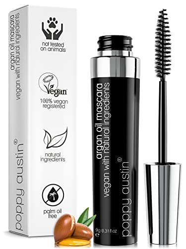 Poppy Austin Organic Mascara Black, Hypoallergenic, Waterproof, 0.31 Fl Oz