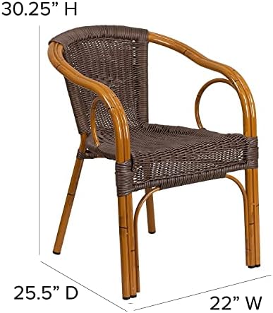 Flash Furniture Rattan Chair with Aluminum Frame, Burning Brown/Red Bamboo | Durable Construction, Commercial Use