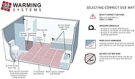40 Sq Ft 120V Electric Floor Heating System Mat Kit | Premium UDG4-4999 touchscreen thermostat with built-in GFCI, Heating mat, floor sensor & installation monitor included.