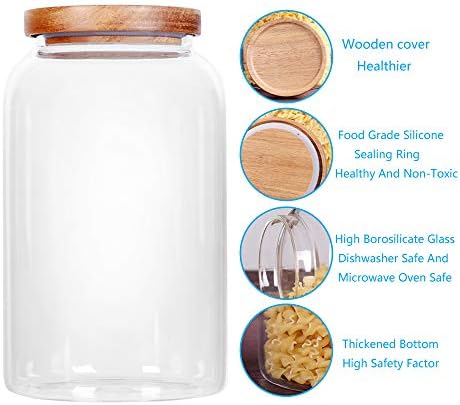SAIOOL Egg Jar,kitchen canister， 1 Gallon Large Glass Food Storage Jars with Airtight Lid, Clear