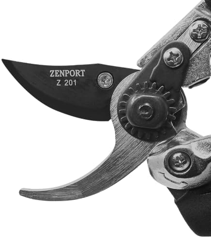 Zenport Z201 Heavy Duty Pruner, Bypass Euro, Black Handles, Steel, 8-Inch