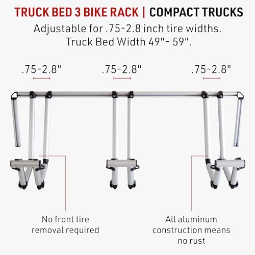 2 Bike Rack for Truck Bed | Ideal Fit for Compact Truck Models | 2 Standard Tire Bike Rack | Effortless Wheel Mount, Skip Front Tire Removal, Drill-Free Installation Ideas | Gift Set for Men