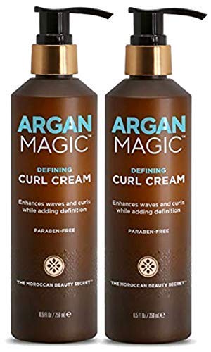 ARGAN MAGIC Defining Curl Cream - Enhances Waves and Curls While Adding Definition | Conditions, Detangles, and Reduces Frizz | Paraben Free (8.5 Ounce / 250 Milliliter)