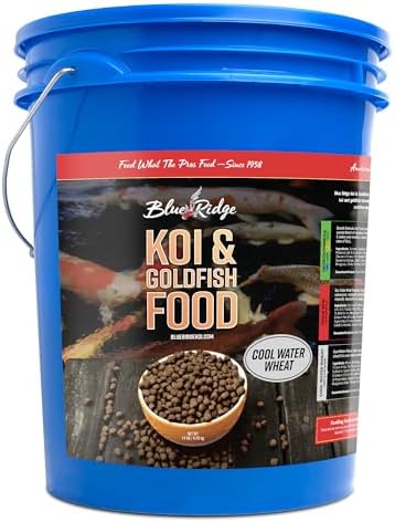 Blue Ridge Koi Fish Food 25lb - Cool Water Wheat 3/16", Fall and Winter Floating Pond Pellets, Ponds Fish Food