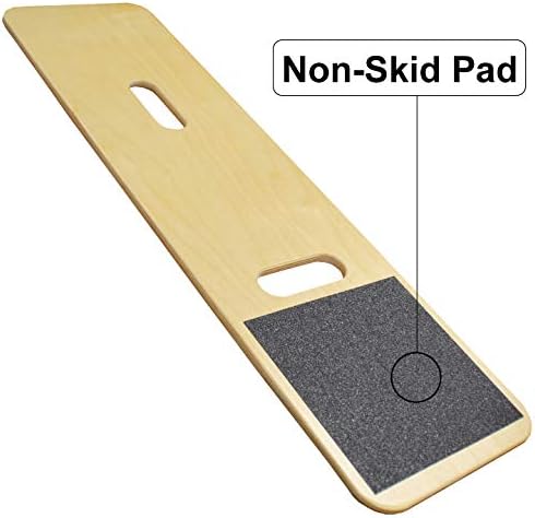 Rehabilitation Advantage Tapered 29" Durable Birchwood Transfer Board with Hand Holes & Non-Skid