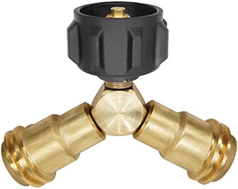 DOZYANT Propane Splitter, 2 Way LP Gas Adapter Tee Connector for 20lb Propane Tank Cylinder, Work with BBQ Grills, Camping Stoves, Gas Burners, Heater | Propane Tank Splitter 2 Way Y Tee links two regulators to a 20 lb tank for BBQ grills camping stoves…