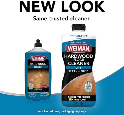 Weiman Hardwood Floor Cleaner for Finished Hardwood, Engineered Flooring, Vinyl & Laminate Surfaces - Streak-Free Shine, No Residue - 32 oz (2 PACK)