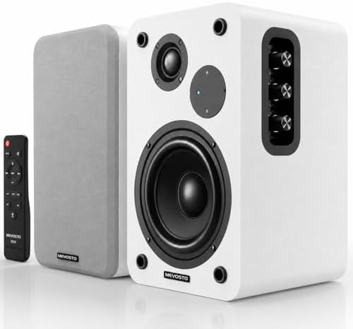 Active Bookshelf Speakers 36W RMS - BT 5.4 Wireless Speaker with 5 Inch Woofer, Silk Dome Tweeter PC Speakers - USB Digital Audio Studio Monitors Bass & Treble Adjust AUX Input for Record Player TV