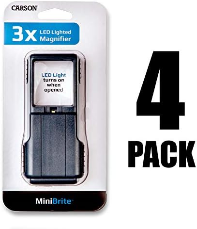 Carson MiniBrite 3x Power LED Lighted Slide Out Magnifier with Protective Sleeve (PO-25), gray