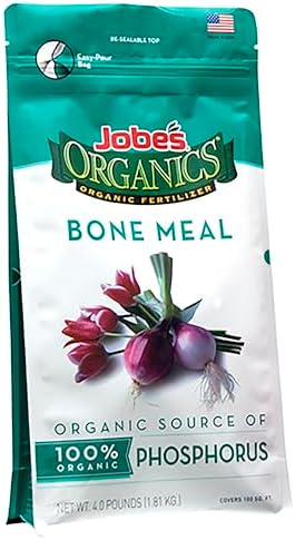 Jobe's Organics Granular Bone Meal Fertilizer, Strong Root Development for Bulbs, Tomatoes, Roses, and Other Flowering Plants, 4 lbs Bag