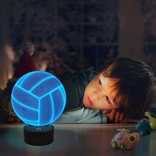 FULLOSUN Volleyball 3D Night Light, Sport Mood Illusion Lamp for Kids with Remote Control 16 Colors Changing
