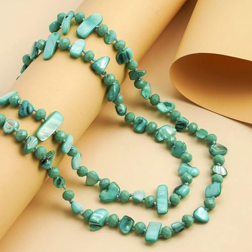 SHOP LC DELIVERING JOY Shell Chips Glass Beaded Necklace for Women Jewelry for Women Size 47" Birthday Gifts