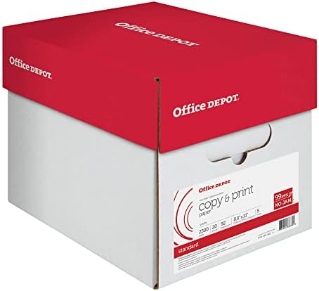 Office Depot Copy Print Paper, 8 1/2in. x 11in., 20 Lb, 500 Sheets Per Ream, Case Of 5 Reams, 851201CS