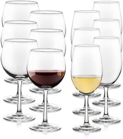 Libbey Vineyard Reserve Wine Glasses Set of 12, Red & White Clear Stemware | 119.7 oz and 18 oz Capacities Designed to Enhance Wine Flavors with Dishwasher-Safe Cleanup