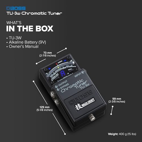 BOSS TU-3W Waza Craft Compact Chromatic Tuner | Enhanced with Waza Innovation & Craftsmanship | Superior Tuning for Guitar and Bass | 21-Segment