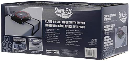 Attwood 15700-3 Seat Mount, Clamp-On With Swivel, Adjusts from 7 ½ inches to 18 inches, Black, Powder-Coated Steel