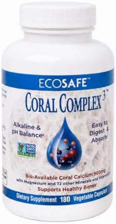 Coral Complex 3 Calcium Supplement Vitamin D3 & Magnesium – 900 mg Bioavailable Coral Calcium for Bone Strength, Joint Support & pH Balance – Trace Minerals, Non-GMO, 300 Veg Capsules