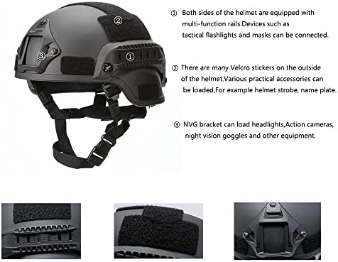 Airsoft MICH 2000 ACH Tactical Helmet with Clear Visor NVG Mount and Side Rail