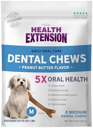 Health Extension Probiotic Dental Bones for Dogs, 14 Small Bones, Cleans Teeth, Healthy Gums, Freshens Breath, Training or Reward, 6 oz Bag (Pack of 1)
