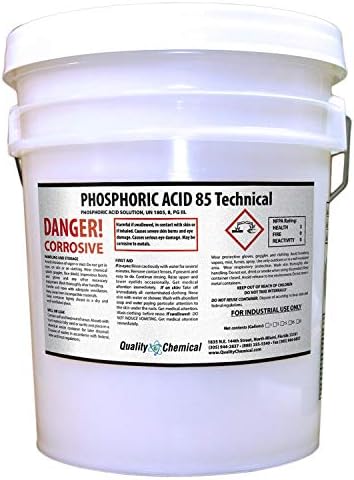 Quality Chemical Phosphoric Acid (Tech Grade) - Rust Remover, Clean Etch Metal - 5 gallon pail - 640 oz (Pack of 1)