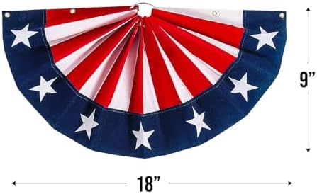 Fun Express 18" x 9" Patriotic Fan Drape Mini Flocked Bunting - 4th of July & USA 250 for Parades, Gatherings, Festive Home Decor