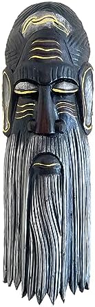 OMA African Mask Wall Hanging Wise Man Blessing & Protection Home Wall Decor Solid Wood Hand Crafted Large 20"