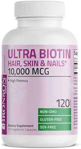 Bronson Ultra Biotin 10,000 Mcg Hair Skin and Nails Supplement, Non-GMO, 120 Vegetarian Capsules