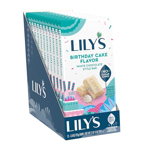LILY'S Cookies and Creme White Chocolate Style No Sugar Added, Sweets Bars, 2.8 oz (12 Count)
