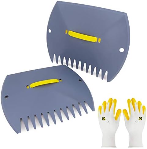 Jardineer Leaf Scoops Hand Rake, Lightweight Leaf Grabber, Grey Leaf Collector, Leaf Picker Upper for Leaves, Grass, Lawn Clippings